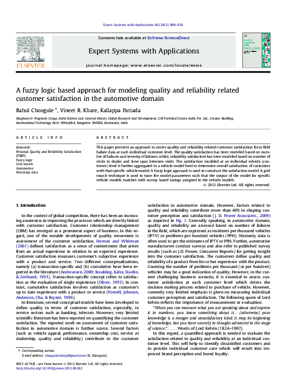 (PDF) A fuzzy logic based approach for modeling quality and reliability ...