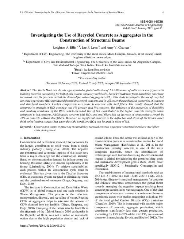 (PDF) Investigating the Use of Recycled Concrete as Aggregates in the ...