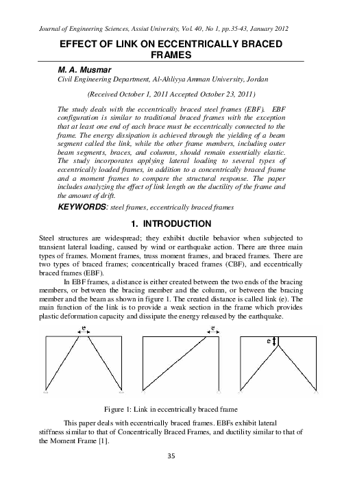 (PDF) Effect of Link on Eccentrically Braced Frames