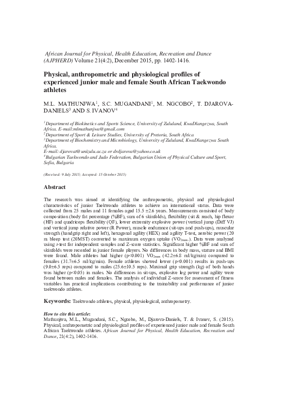 (PDF) Physical, anthropometric and physiological profiles of ...