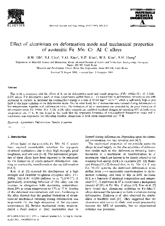 (PDF) Effect of aluminium on deformation mode and mechanical properties ...