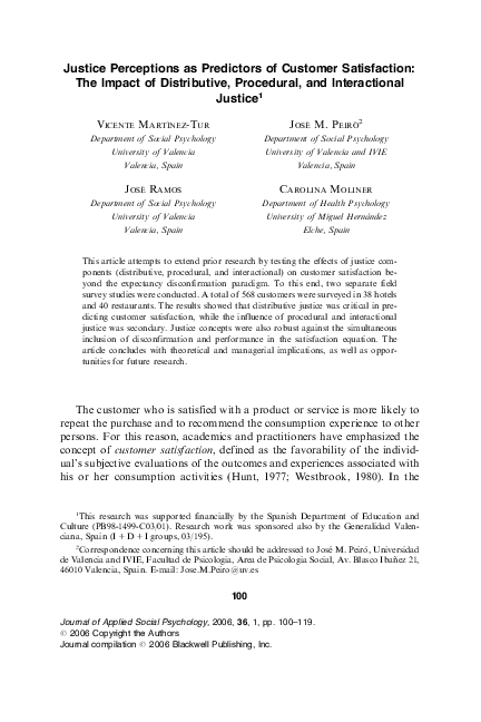 (PDF) Justice Perceptions as Predictors of Customer Satisfaction: The ...