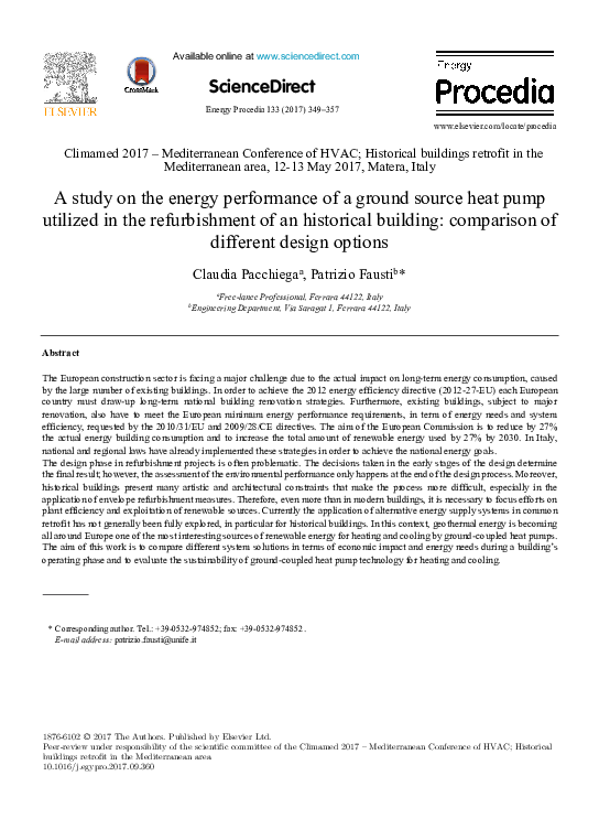 (PDF) A study on the energy performance of a ground source heat pump ...