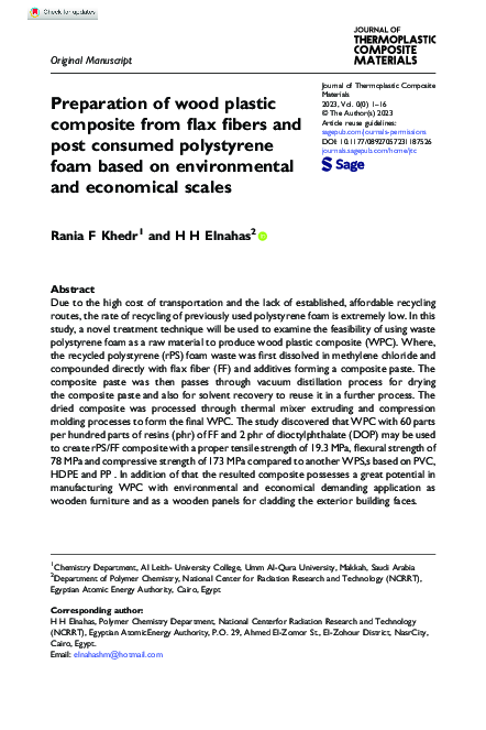 (PDF) Preparation of wood plastic composite from flax fibers and post ...