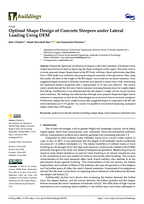 (PDF) Optimal Shape Design of Concrete Sleepers under Lateral Loading ...