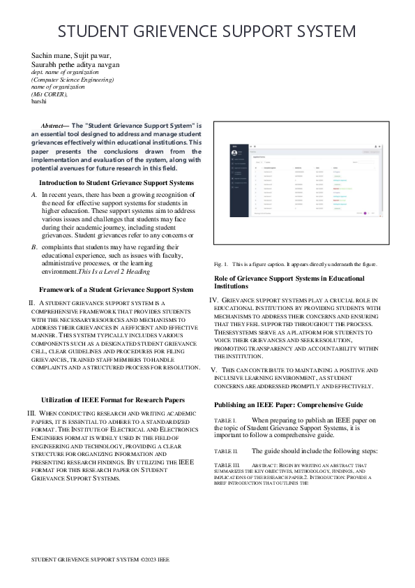 (PDF) STUDENT GRIEVENCE SUPPORT SYSTEM