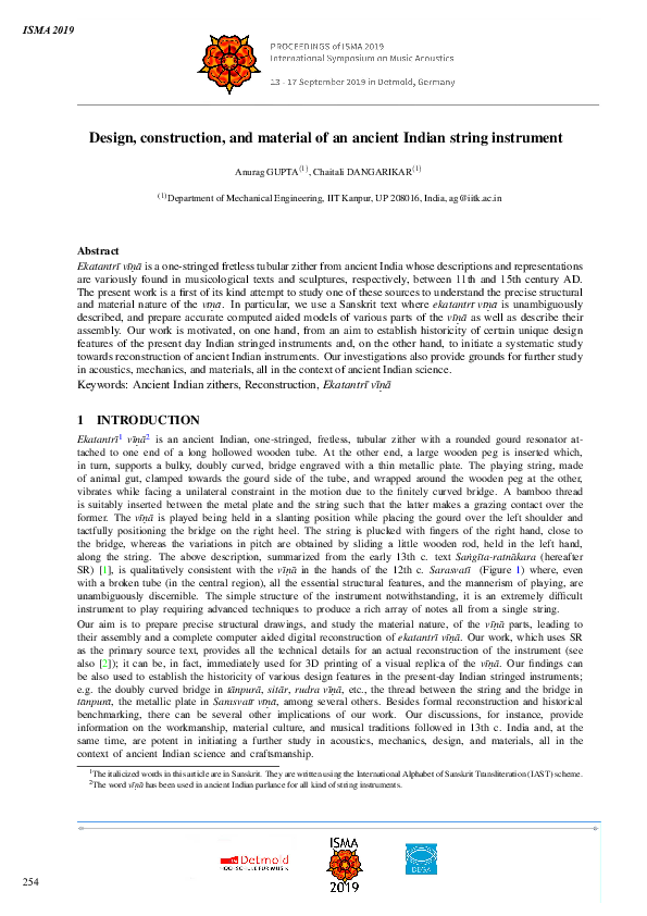 (PDF) Design, construction, and material of an ancient Indian string ...