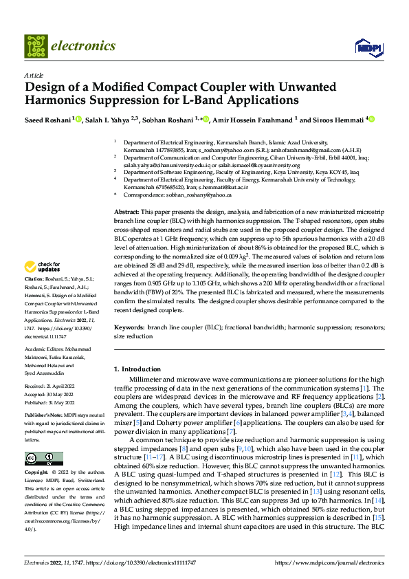 (PDF) Design of a Modified Compact Coupler with Unwanted Harmonics ...