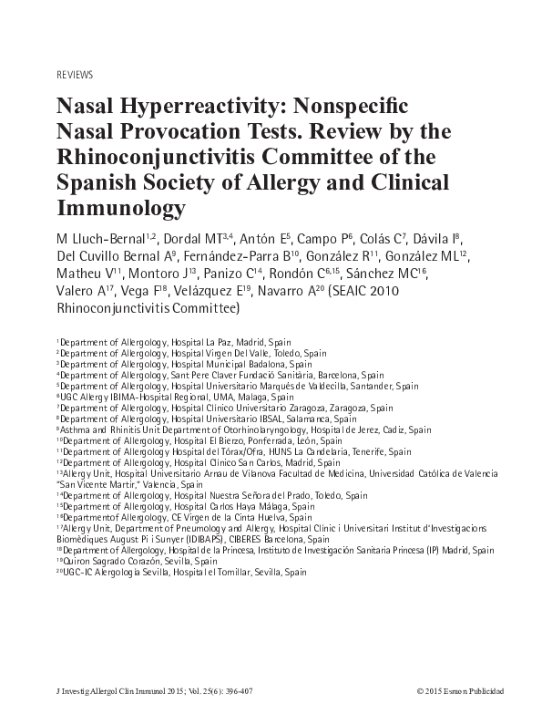 (PDF) Nasal Hyperreactivity: Nonspecific Nasal Provocation Tests ...