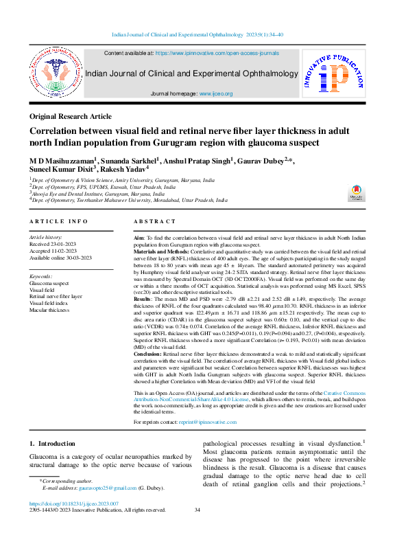 (PDF) Correlation between visual field and retinal nerve fiber layer ...
