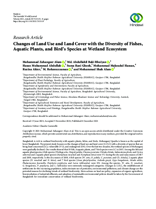 (PDF) Changes of Land Use and Land Cover with the Diversity of Fishes ...