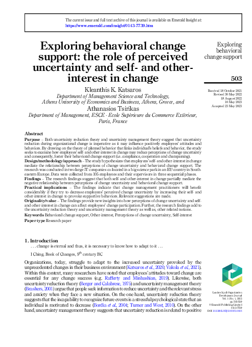 (PDF) Exploring behavioral change support: the role of perceived ...