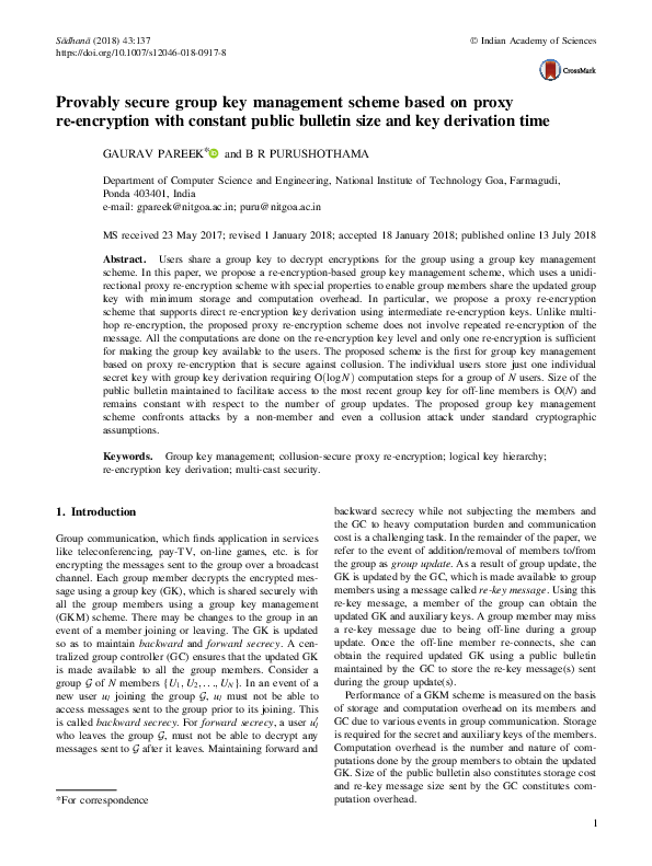 (PDF) Provably secure group key management scheme based on proxy re ...
