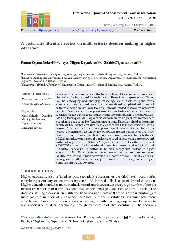 (PDF) A systematic literature review on multi-criteria decision making ...