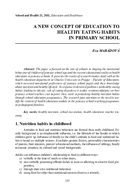 (PDF) A New Concept of Education to Healthy Eating Habits in Primary School