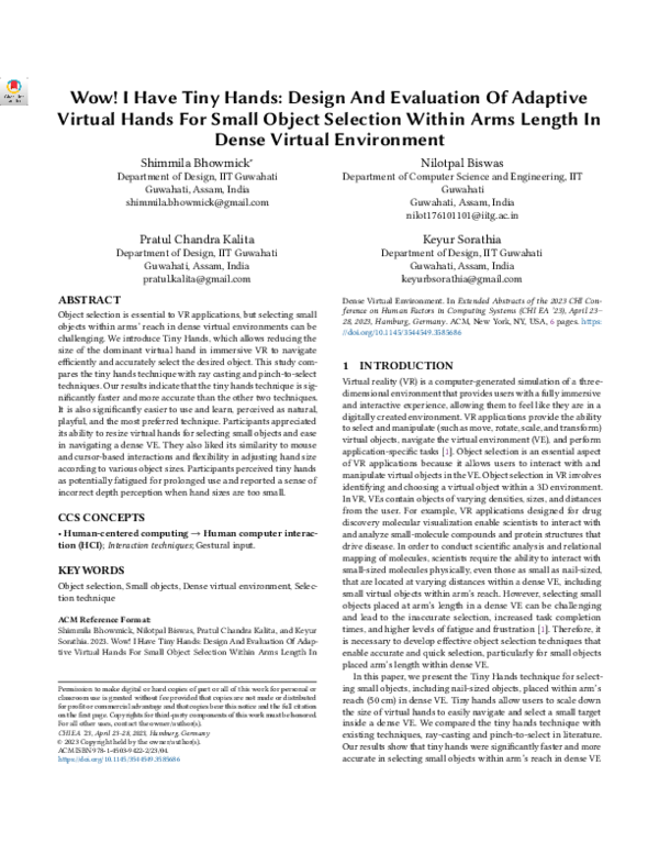(PDF) Wow! I Have Tiny Hands: Design And Evaluation Of Adaptive Virtual ...