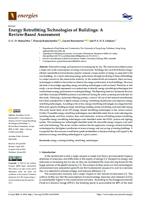 (PDF) Energy Retrofitting Technologies of Buildings: A Review-Based ...