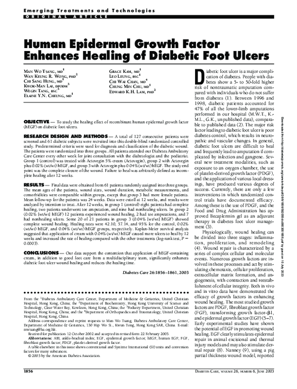(PDF) Human Epidermal Growth Factor Enhances Healing of Diabetic Foot ...