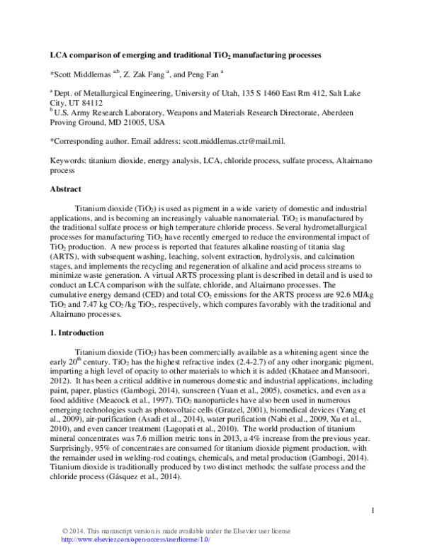 (PDF) Life cycle assessment comparison of emerging and traditional