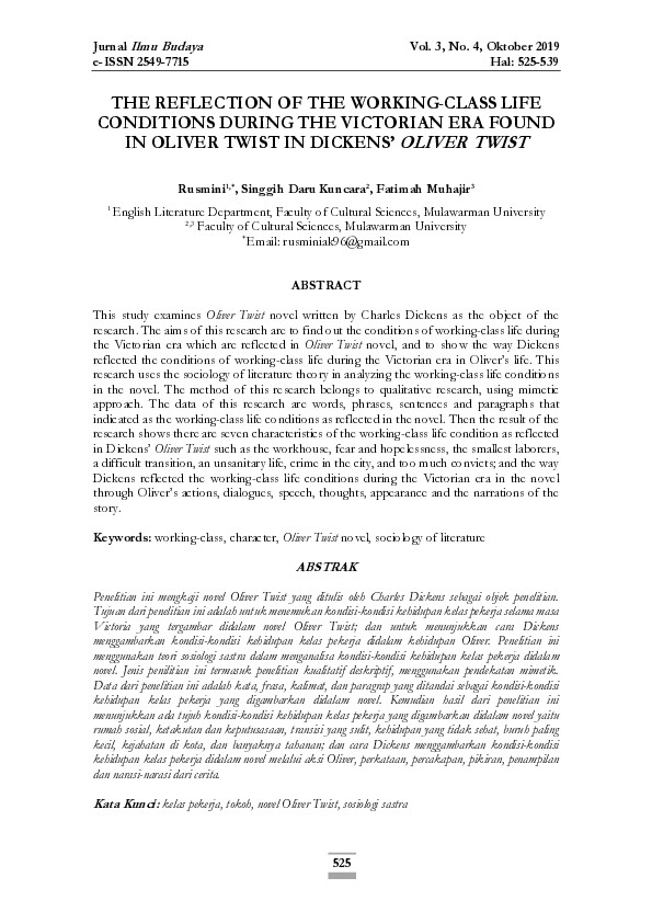 (PDF) The Reflection of the Working-Class Life Conditions During the ...