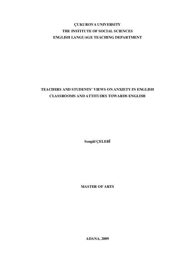 (PDF) Teachers and studens' views on anxiety in english classrooms and ...