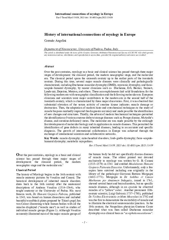 (PDF) History of international connections of myology in Europe