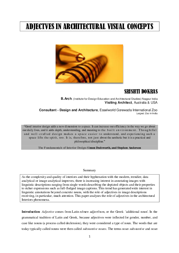 (PDF) ADJECTVES IN ARCHITECTURAL VISUAL CONCEPTS(and CONTEXT)