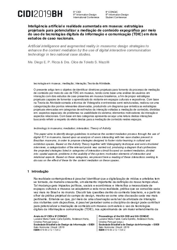(PDF) Inteligência artificial e realidade aumentada em museus ...