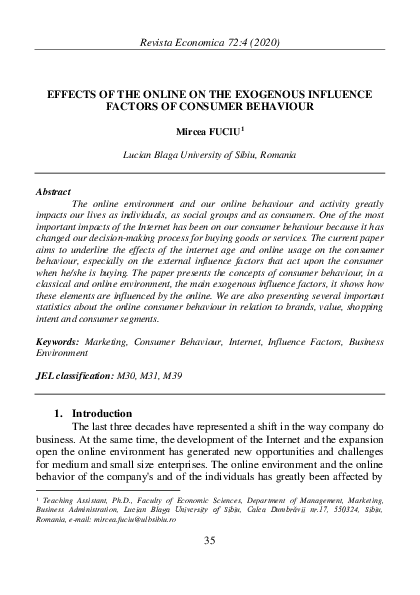 (PDF) Effects of the Online on the Exogenous Influence Factors of ...