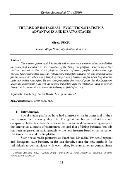 (PDF) The Rise Of Instagram - Evolution, Statistics, Advantages And ...