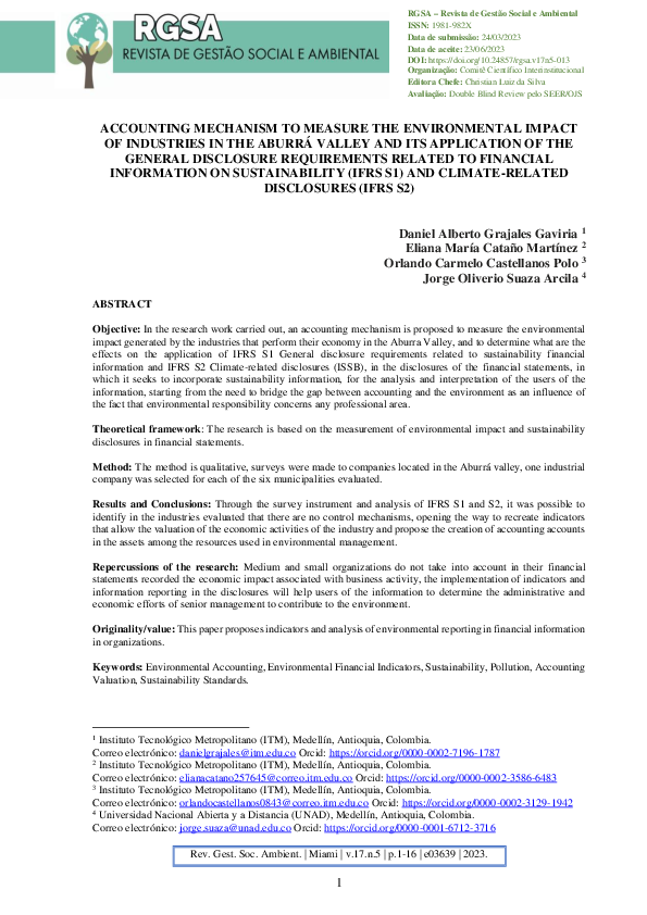 (PDF) Accounting Mechanism to Measure the Environmental Impact of ...