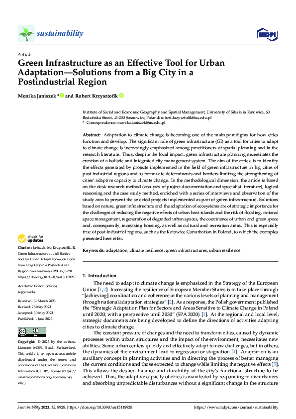 (PDF) Green Infrastructure as an Effective Tool for Urban Adaptation ...