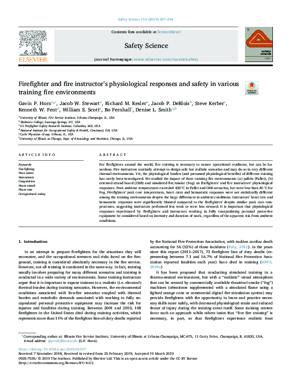 (PDF) Firefighter and fire instructor’s physiological responses and ...