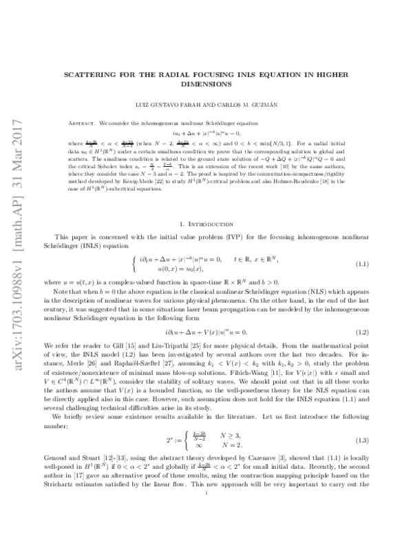 (PDF) Scattering for the radial focusing INLS equation in higher dimensions