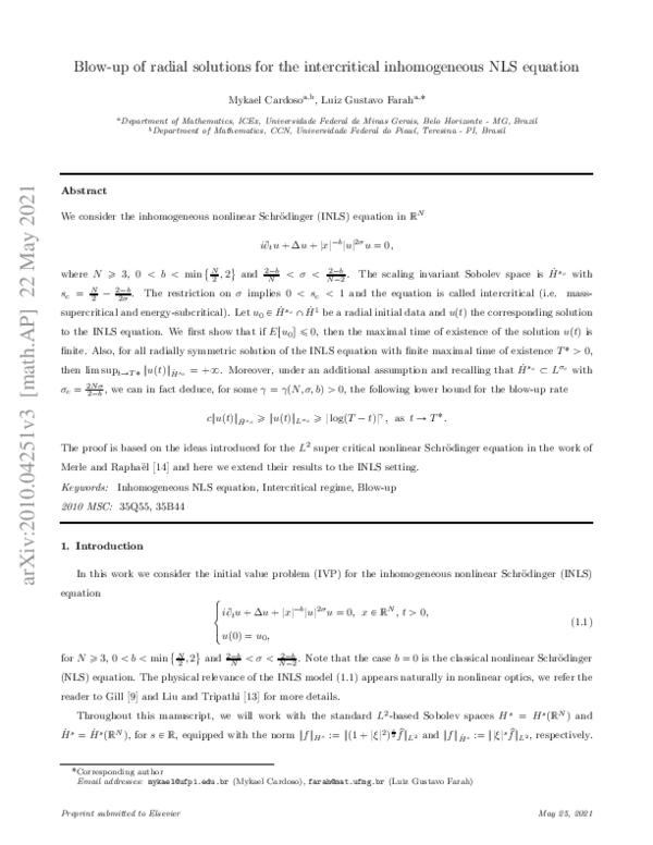 (PDF) Blow-up of radial solutions for the intercritical inhomogeneous ...