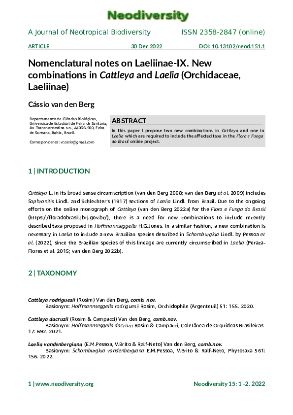(PDF) Nomenclatural notes on Laeliinae-IX. New combinations in Cattleya ...