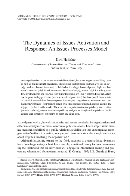 (PDF) The Dynamics of Issues Activation and Response: An Issues ...