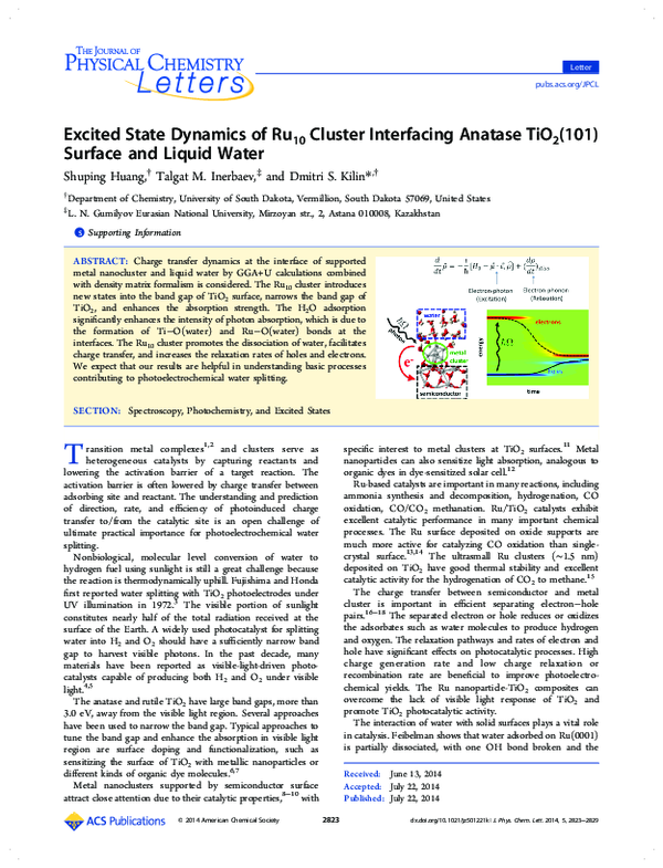 (PDF) Excited State Dynamics of Ru10 Cluster Interfacing Anatase TiO2 ...