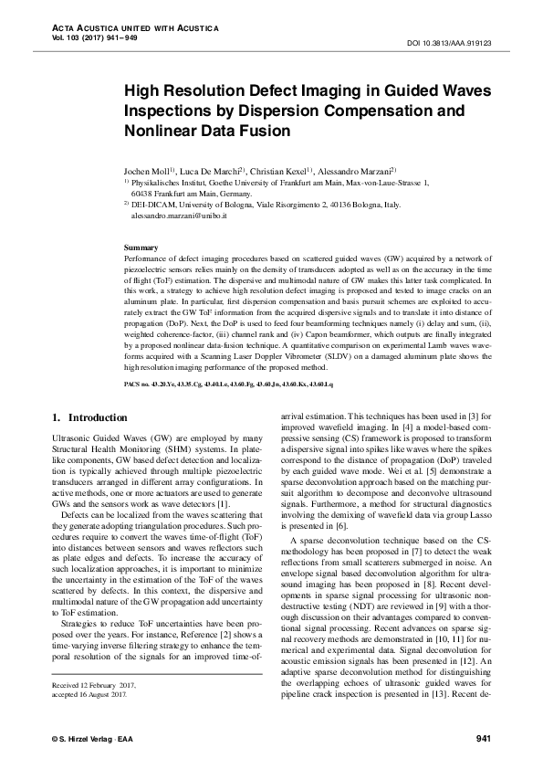 (PDF) High Resolution Defect Imaging in Guided Waves Inspections by ...