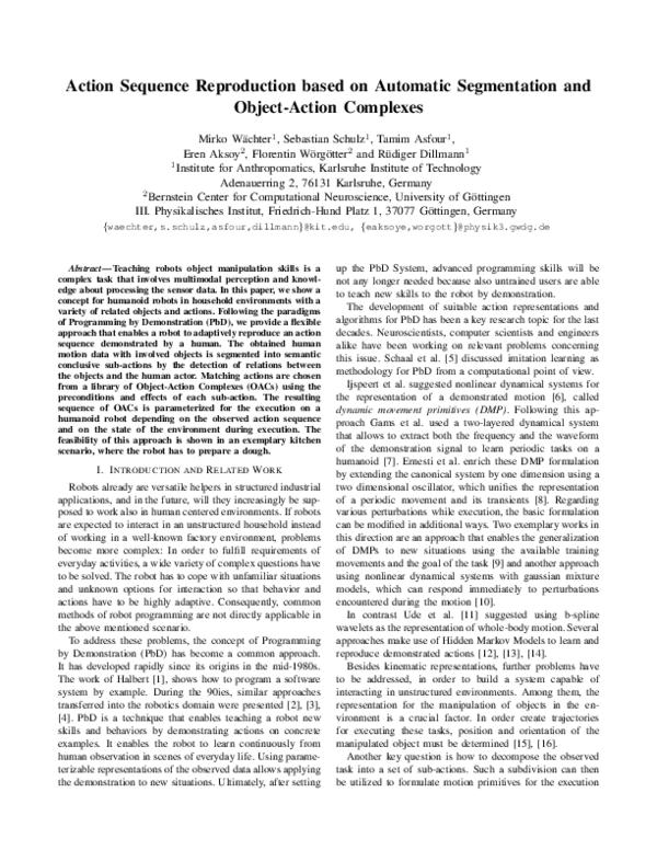 (PDF) Action sequence reproduction based on automatic segmentation and ...