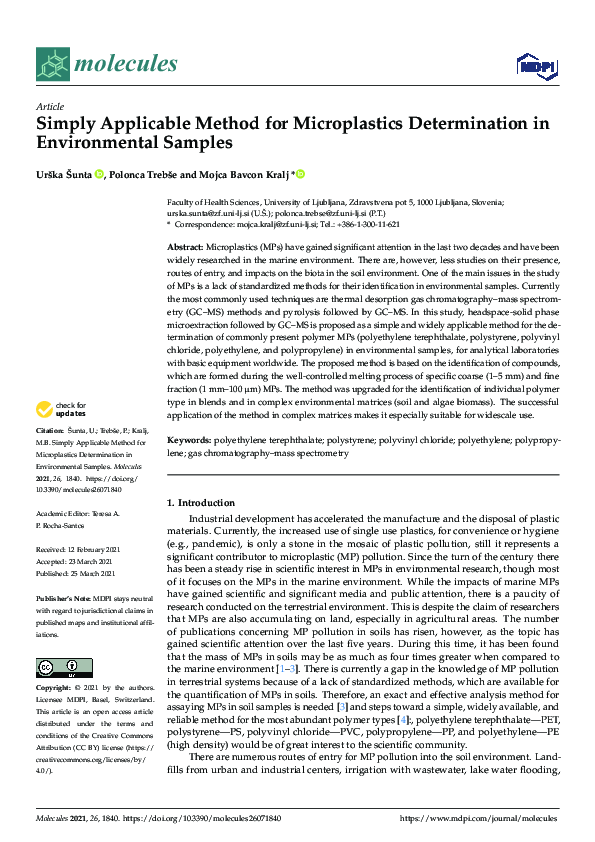 (PDF) Simply Applicable Method for Microplastics Determination in ...