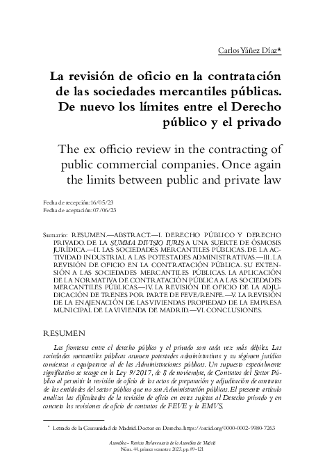 (PDF) La revisión de oficio en la contratación de las sociedades ...