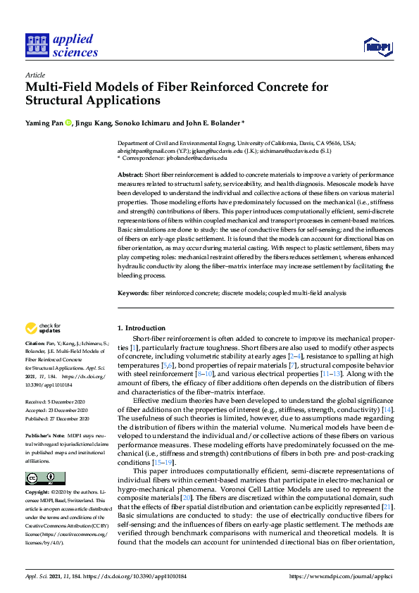 (PDF) Multi-Field Models of Fiber Reinforced Concrete for Structural ...