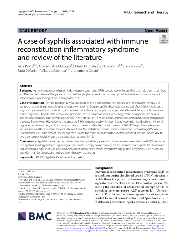 (PDF) A case of syphilis associated with immune reconstitution ...