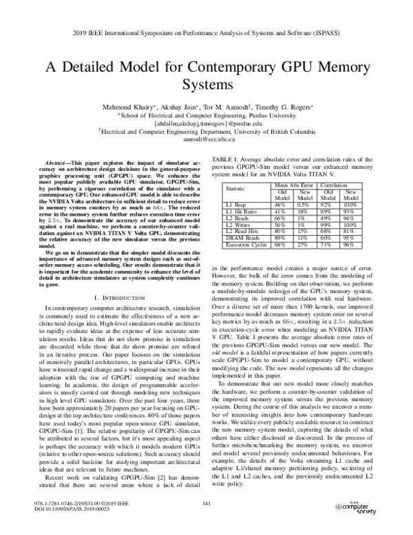 (PDF) A Detailed Model for Contemporary GPU Memory Systems