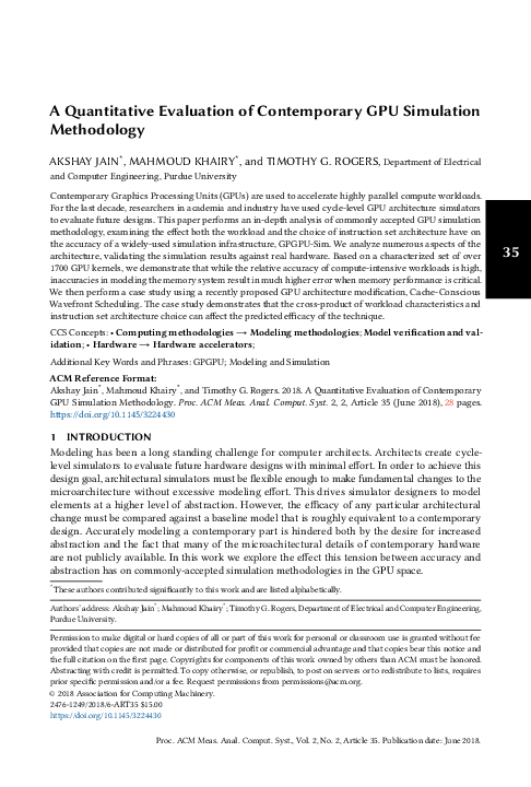 (PDF) A Quantitative Evaluation of Contemporary GPU Simulation Methodology