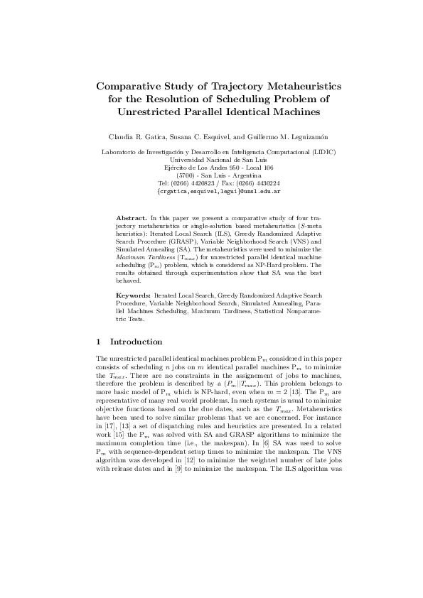 (PDF) Comparative study of trajectory metaheuristics for the resolution ...