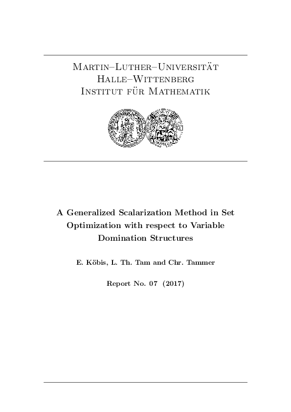 (PDF) A Generalized Scalarization Method in Set Optimization with ...