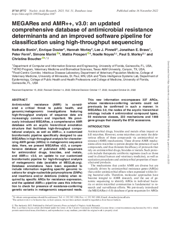 (PDF) MEGARes and AMR++, v3.0: an updated comprehensive database of ...
