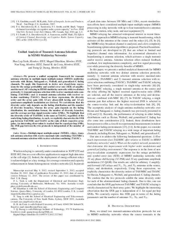 (PDF) Unified Analysis of Transmit Antenna Selection in MIMO Multirelay ...